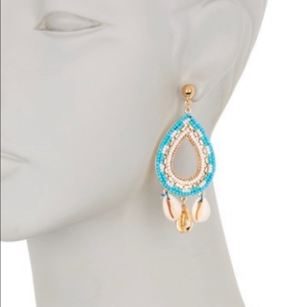 Rebecca Minkoff Louisa Turquoise Beaded Shell Chandelier Earrings $68 MSRP
